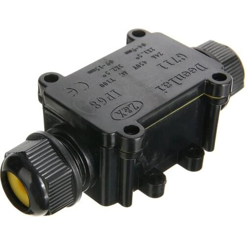 2 Way IP68 Outdoor Waterproof Cable Connector Junction Box Black Electrical Junction Box Wire Protection for Street Lamp