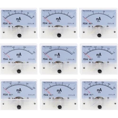 85C1-mA DC Amp Meters Analog Panel Measuring Range 1mA 3mA 5mA 10mA 20mA 30mA 50mA 100mA 300mA 500mA Micro Current