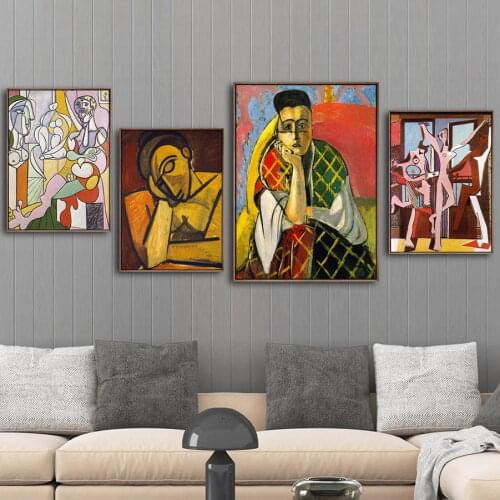 Giclee Print Picasso Abstract Hanging Painting The Old Blind Guitarist Wall Pictures for Living Room Surreal Wall Art Picasso