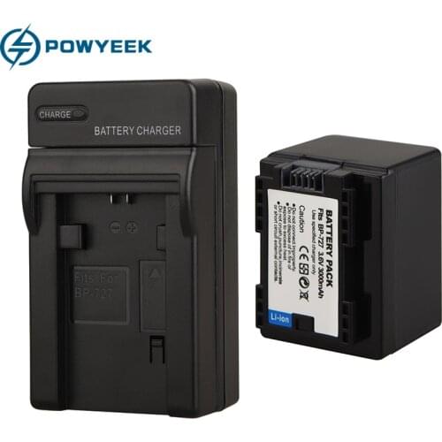 3000mAh BP-709 BP-718 BP-727 Battery + Charger for Canon VIXIA HF R30 M50 M52 500 M56 M506 R36 R38 R306 R400 R500 R600 R60 R62