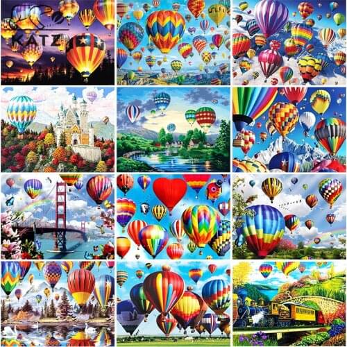 Diamond Painting Hot Air Balloon Italian Landscape Painting Embroidery Crossing Diy Mosaic Art Cross Stitch Home Decoration