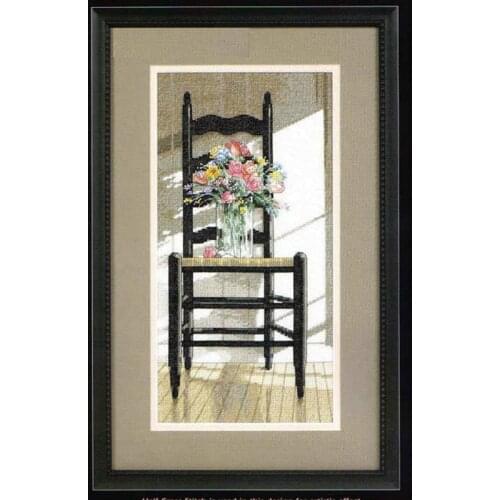 Top Quality Gold Collection Lovely Counted Cross Stitch Kit Chair with Flowers Flower in Vase dim 35146