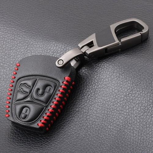 AndyGo 3/4 Button Genuine Leather Car Emblem Remote Key Case Cover Bag For Mercedes Benz AMG B C E S ML SL SLK CLK Class