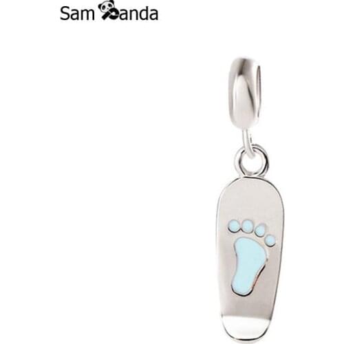 Authentic 100% 925 Sterling Silver Bead Footprint Skateboard Pendant Charms Fit Pandora Original Bracelets Women Diy Jewelry