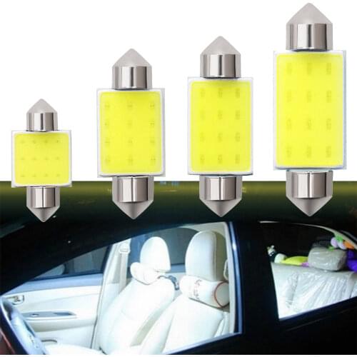 1PCS White 12Led Dome Festoon Reading Light Cob C5W C10W Lamp 31mm 36mm 39mm 42mm Car Dome Bulb License Plate Backup Trunk Lamp