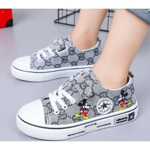 Disney Children Canvas Shoes Cartoon Mickey Mouse Girl Sneaker Breathable Fashion Kids Shoes For Boy Casual Shoes Student