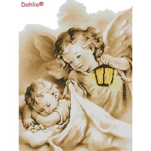 Cute kids Angel child Arts Needlework baby Embroidery DIY Aida Cross Stitch Kits Crafts 14CT Unprinted Home Decor Handmade
