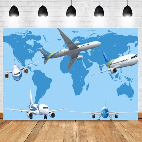 Laeacco Airplane Aircraft World Map Background For Photography Photophone Photocall Photographic Backdrop For Photo Studio