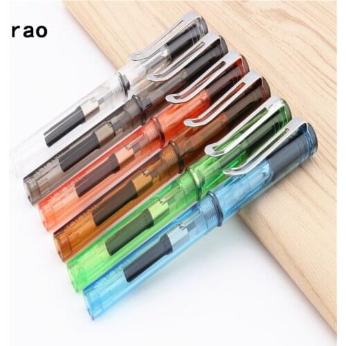 Jinhao 599 Transparent colour School office stationery fine Nib Fountain Pen New
