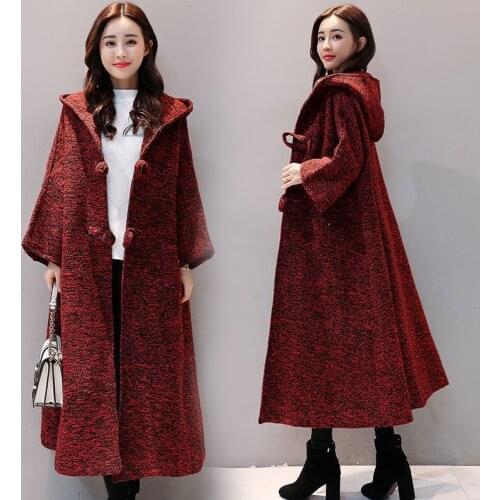 Womens Jacket 2021 Spring Autumn New Wool Blend Coat Long Sleevee Hooded Keep Warm Winter Casual Long Top Female Costume Outwear