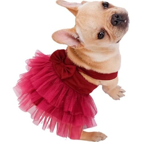 Summer Dog Lace Tullle Dress Dog Clothes For Small Dogs Puppy Clothing Strap Skirt Pet Pet Skirt Beautiful Dog Wedding Dress