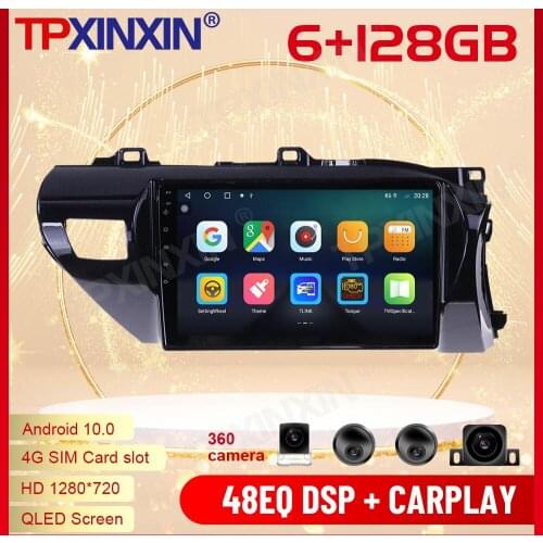 2 Din Carplay Android Radio Receiver Multimedia Stereo For Toyota Hilux RHD 2015 2016 2017 2018 2019 2020 GPS Recorder Head Unit
