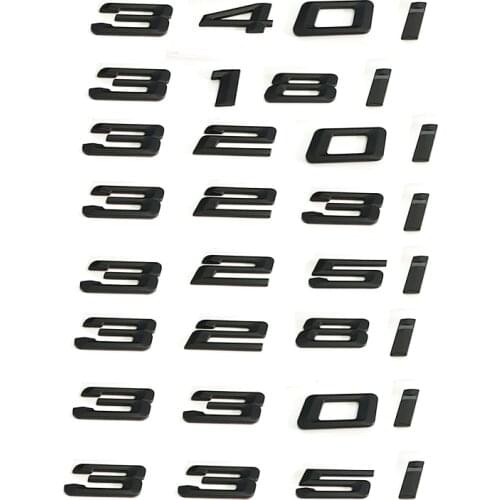 Matt Black ABS car 3D logo For BMW 3-Series 318i 320i 325i 328i 330i 335i 340i Car Rear Bumper Trunk Badge Number Letter Sticker
