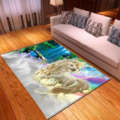 Cartoon Beatuful Unicorn Carpet Home Decor Area Rugs Soft Flannel Girls Bedroom Rugs Children Play Mat Living Room Carpets
