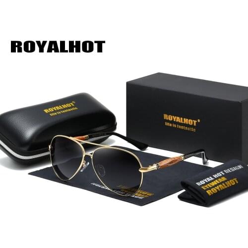 RoyalHot Men Women Polarized Sunglasses Oval Aloy&Wood Frame Sun Glasses Driving Glasses Shades Oculos masculino Male 900151