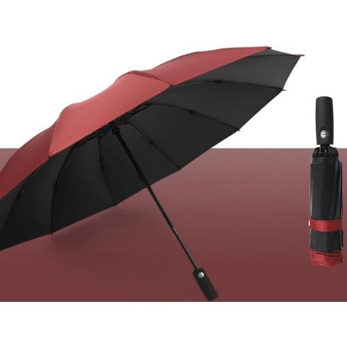 Mens Automatic Opening and Closing Car Umbrella 12 Umbrella Stand 3 Folding 110 Cm Wide Sunshade Reflective Umbrella