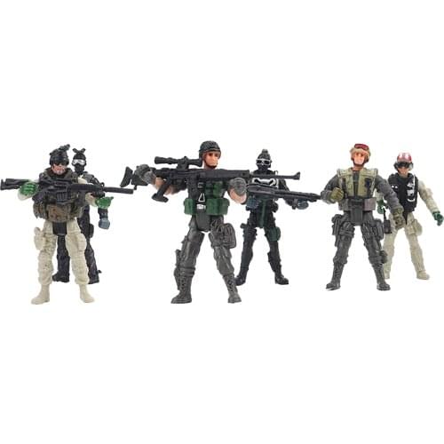 6pcs Kids Toy Mini American Army Soldiers Warrior Playset Combat Game Realistic Action Figure Boys Gifts