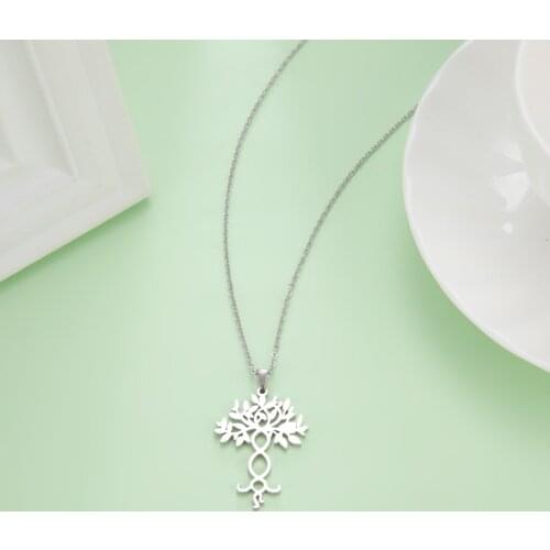 Skyrim Stainless Steel Tree of Life Supernatural Pendant Necklace for Women Aesthetic Chain Necklaces Viking Jewelry Gifts