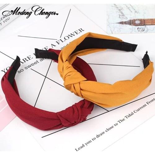 Non-slip Toothed Solid Color High Quality Hairbands Turban Hair Bezel For Women Elastic Headband Intermediate Knot Hair Accesso