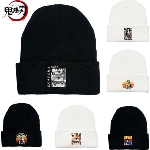 Ghost Slayer New Knitted Hat Cartoon Hat Anime Peripheral Cosplay Props Men and Women Hip Hop Fashion Straight Hats Gifts