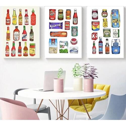 Hot Sauce Poster Kitchen Food Canvas Painting Color Wall Art Prints Minimalism Pictures for Living Room Kitchen Cafe Home Decor