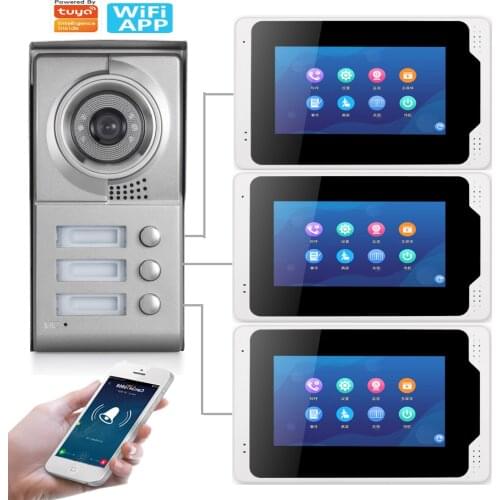 Tuya APP 7"Home Video Door Phone Camera Door Bell With Camera Apartment WIFI Mobile View Intercom Home Security Video Doorphone