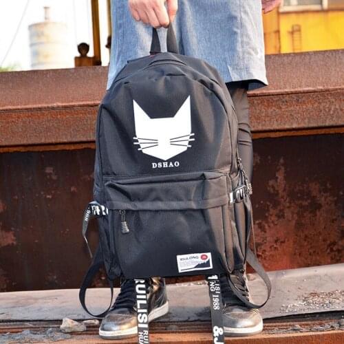 Mens backpack shoulder bag Korean fashion trend travel bag junior high school high school student schoolbag canvas computer bag