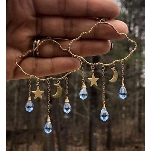 Rain Cloud Earrings, Light Blue Water Drop Earrings, Dangle Summer Earrings,Weather Earrings,Wanderlust Jewelry,Gifts for Women