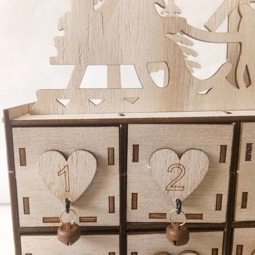 Jewelry Box Crafts Wooden Heart Advent Calendar Christmas Home Decoration Handmade Bell Decoration Make Sound Storage Box