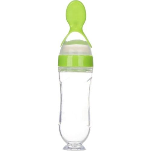 Newborn Baby Squeeze Feeding Bottle Silicone Food Dispensing Spoon Infant Cereal Feeder Safe Tools For Best Gift New