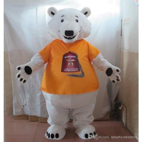 Sm0511 100% real photos of polar bear mascot costume with yellow T-shirt for adult to wear for sale