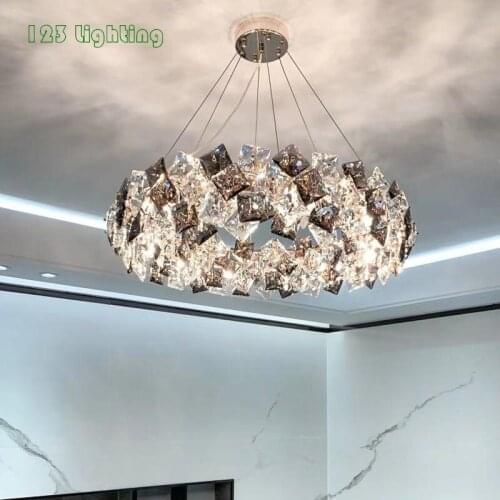 Modern Loft Art Wreath Design Crystal Chandelier Luxury Livingroom Restaurant Vila Long bar Decor Hanging Light Fixtures