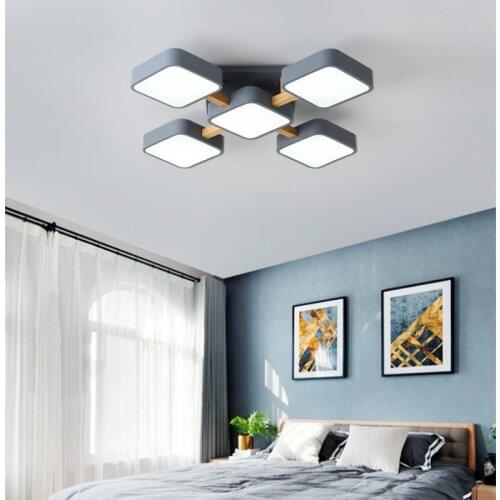 Bedroom lamp simple modern atmosphere home lamp wooden living room LED ceiling lights square
