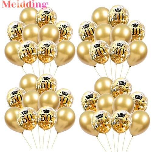 Birthday Party Decorations Adult 30 40 50 Years Happy Birthday Balloon Number Crown Confetti Baloons Birthday Party Decor Ballon