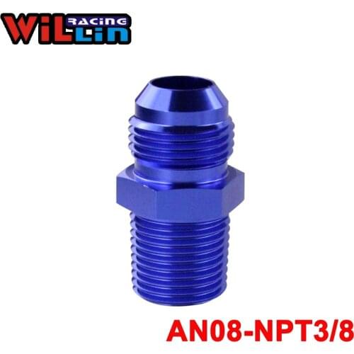 WILLIN - (AN08-NPT3/8) AN08 to 3/8 NPT Straight Adapter Flare Fitting auto hose fitting Male Blue/Black