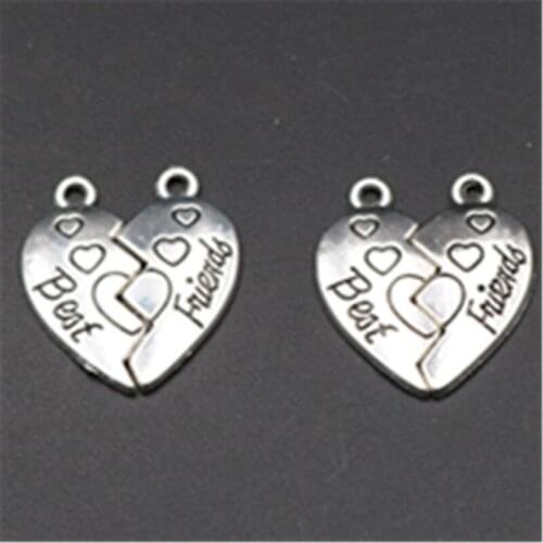 WKOUD 10pcs Silver Color Alloy Puzzle Heart Charm Earring Necklace DIY Fashion Jewelry Alloy Pendant A703