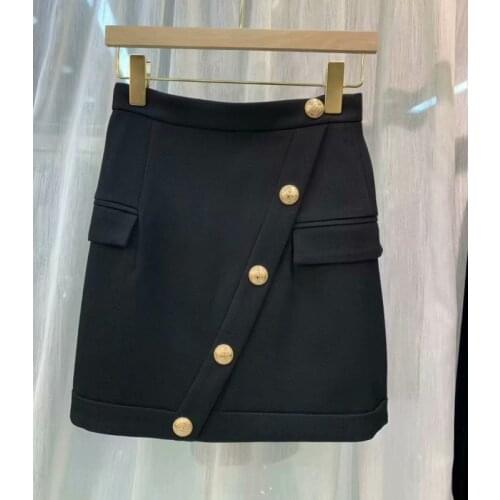 2021 Autumn Winter 10.110 New women fashion exquisite elegant High waist button decoration wool skirt