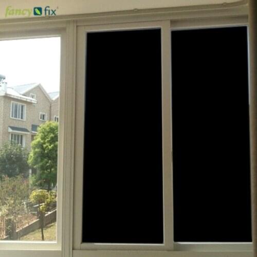 FANCY-FIX Blackout Window Film,Frosted Privacy Heat Control All Black Glass Sticker,100% Light UV Block Window Vinyl 75cm Width