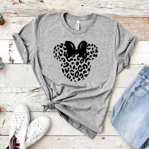 Funny Leopard Micky Mouse Graphic Print Shirt Best Day Ever Mouse Tee Womens Harajuku Mesh Top