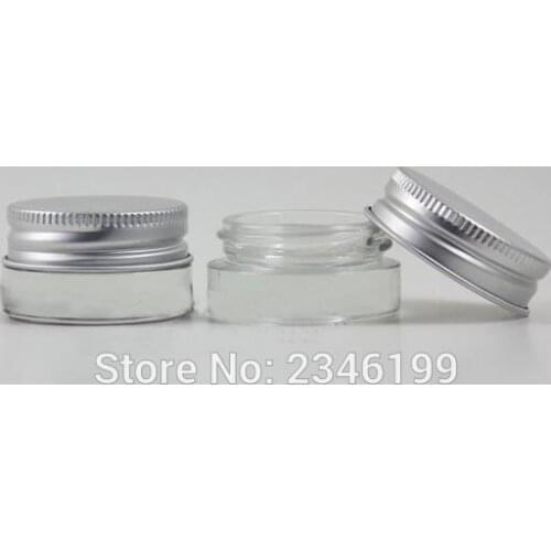 5G 5ML Transparent Glass Jar, 5G Mini Glass Jar With Silver Aluminum Lid, Empty Cosmetic Small Sample Packing Jar, 30pcs/lot