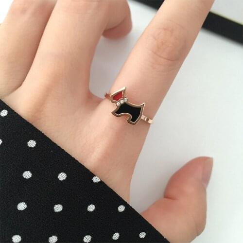 Loveliness Small Dog Cubic Zircon Ring Titanium Steel Rose Gold Ring for Women Jewelry Gift Drop Shopping