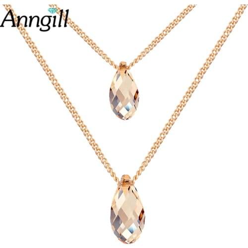 ANNGILL Crystals from Swarovski Elements Waterdrop Choker Necklaces Vintage Fashion Multi Color Necklace for Women Boho Jewelry
