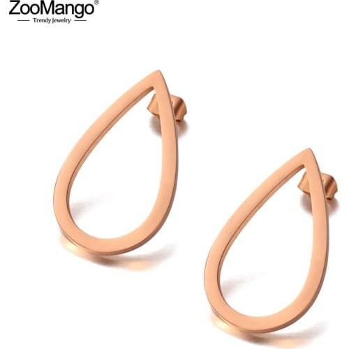 ZooMango Bohemia Hollow Geometric Drop-shaped Stud Earrings Stainless Steel Trendy Graphics Earrings Jewelry For Women ZE20100