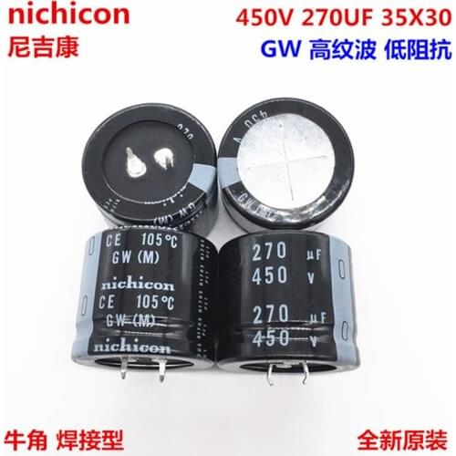 2PCS/10PCS 270uf 450v Nichicon GW/GU 35x30mm 450V270uF Snap-in PSU Capacitor