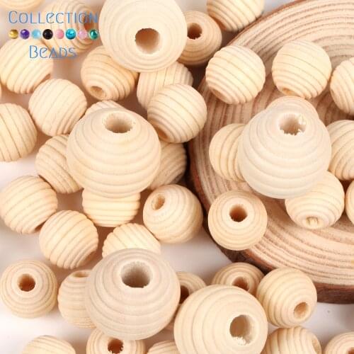 20-100Pcs Natural Wooden Thread Beads Ball Wood Loose Round Spacer Beads For DIY Bracelet Jewelry Making Handmade Accessories