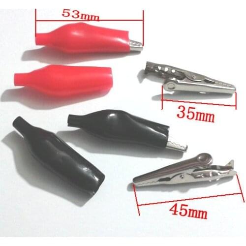 200 PCS Alligator Clip Clamp FOR Testing Probe Meter Black+Red 45mm New