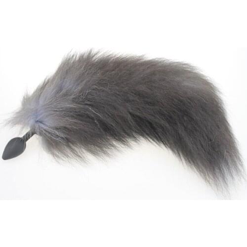 2016 anal butt plug Black Fox Tail Soft Silicone Artificial Enchanting Anal Sex Toys for Couple Adult Butt Plug Erotic Products
