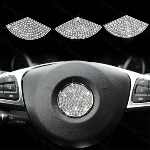 3x Silver Diamond Steering Wheel Center Trim Cover For Benz GLC Class X205 16-17