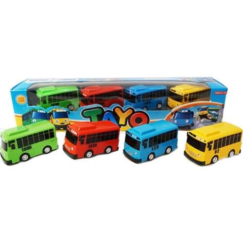 4pcs/set Small Car Korean Cartoon TAYO The Little Bus Araba Oyuncak Car Model Pull Back Toy Car Kids Birthday Gift Back of Car