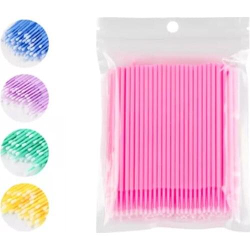 5 Bags Disposable Cotton Swabs Colorful MicroBrush Eyelashes Extension Cleaning Swab Eyelash Applicator Makeup Remove Tools